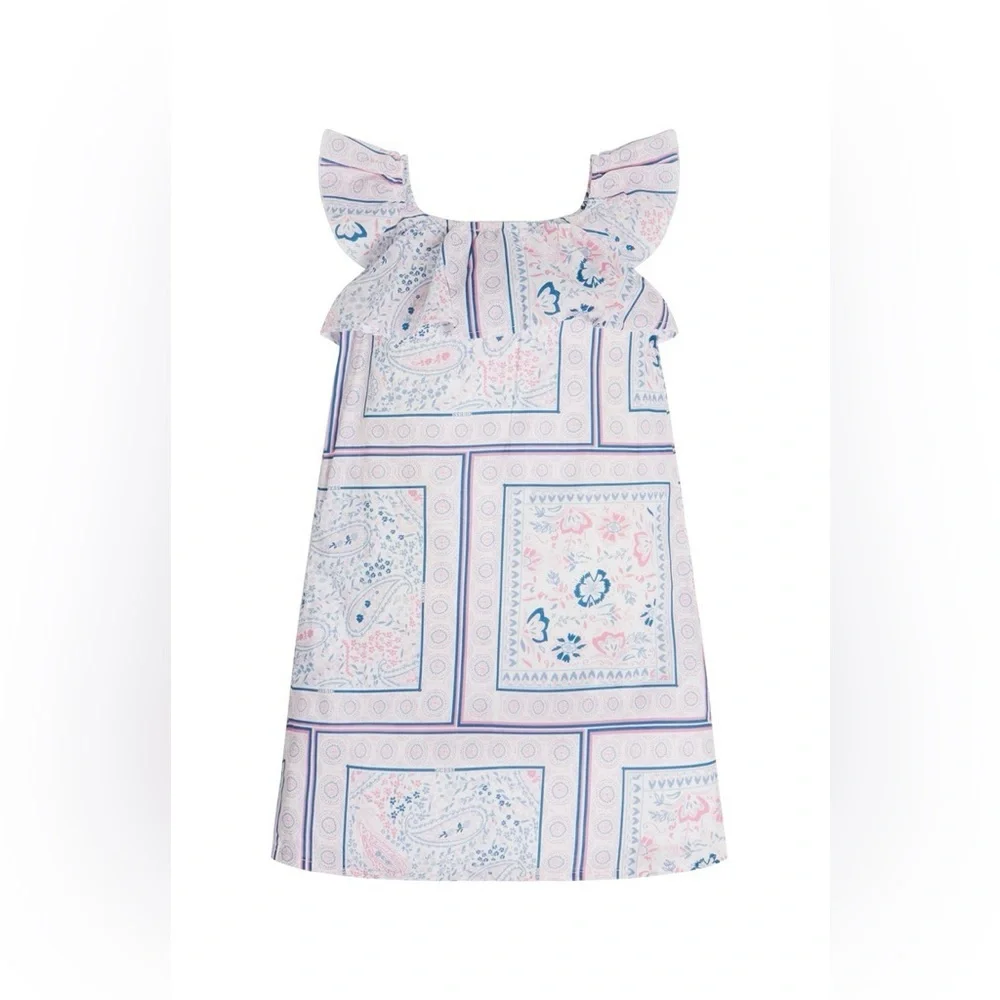 Guess Pink & Blue Poplin Paisley Patterned Sleeveless Sundress Size 10